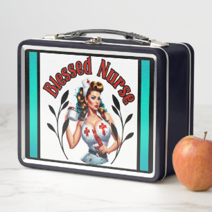 Blessed Nurse Pinup Metal Lunch Box
