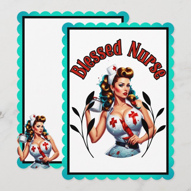 Blessed Nurse Pinup Thank You Card (Front/Back)
