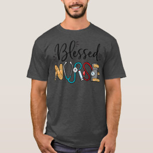 Blessed Nurse Pocket Nurse Fall Autumn Thanksgivin T-Shirt
