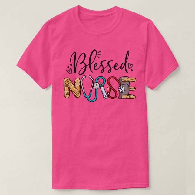 Blessed Nurse Pocket Nurse Fall Autumn Thanksgivin T-Shirt (Design Front)
