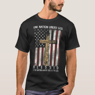 Blessed One Nation Under God Christian Patriotic U T-Shirt