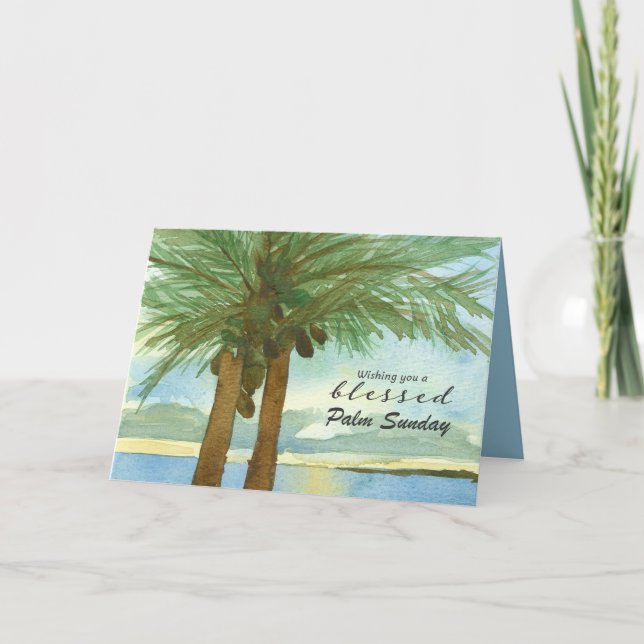 Blessed Palm Sunday Tropical Tree Hosanna Card (Front)