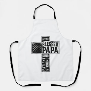 Blessed Papa Cross Christian Vintage Typography De Apron