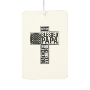Blessed Papa Cross Christian Vintage Typography De Car Air Freshener