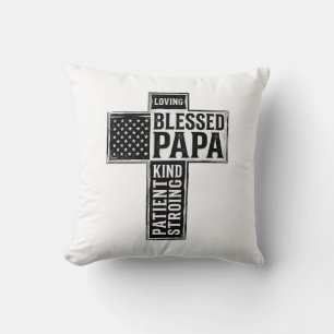 Blessed Papa Cross Christian Vintage Typography De Cushion