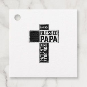Blessed Papa Cross Christian Vintage Typography De Favour Tags