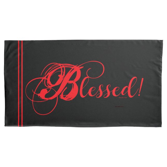 Blessed! Pillow Case Set (Black/Red) (Front-Left)