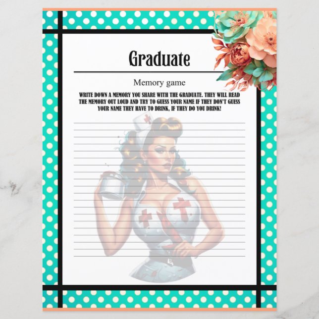 Blessed Pinup Nurse Memory Game (Front)