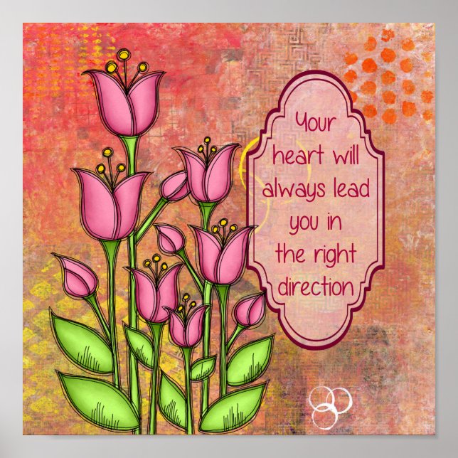 Blessed Positive Thought Doodle Flower Poster (Front)