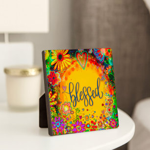  Blessed Pretty Floral Whimsical Inspiration Easel Plaque