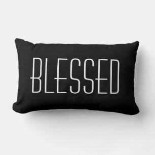 Blessed Quote Black and White Decorative Lumbar Cushion
