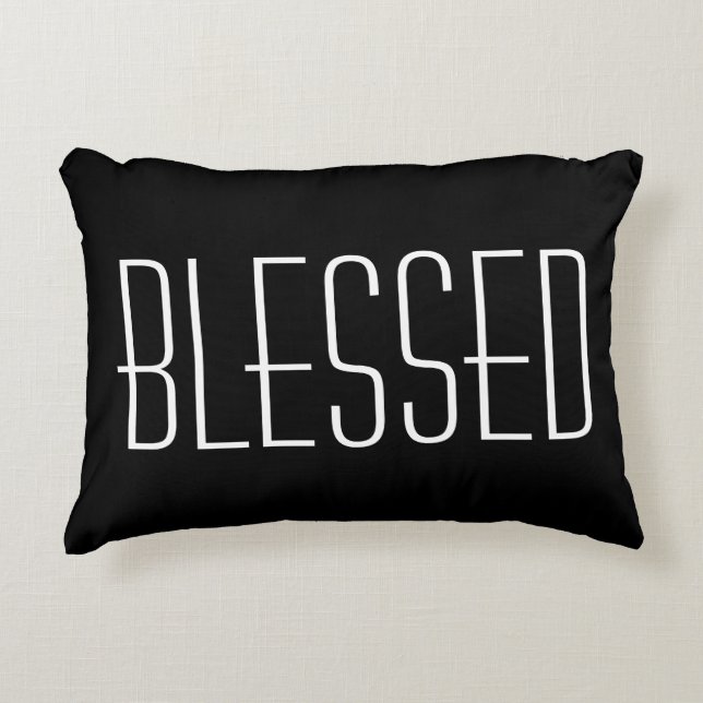 Blessed Quote Typography Black & White Decorative Decorative Cushion (Front)