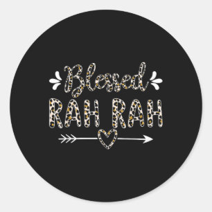 Blessed Rah Rah Grandma Grandmother Cute Leopard M Classic Round Sticker