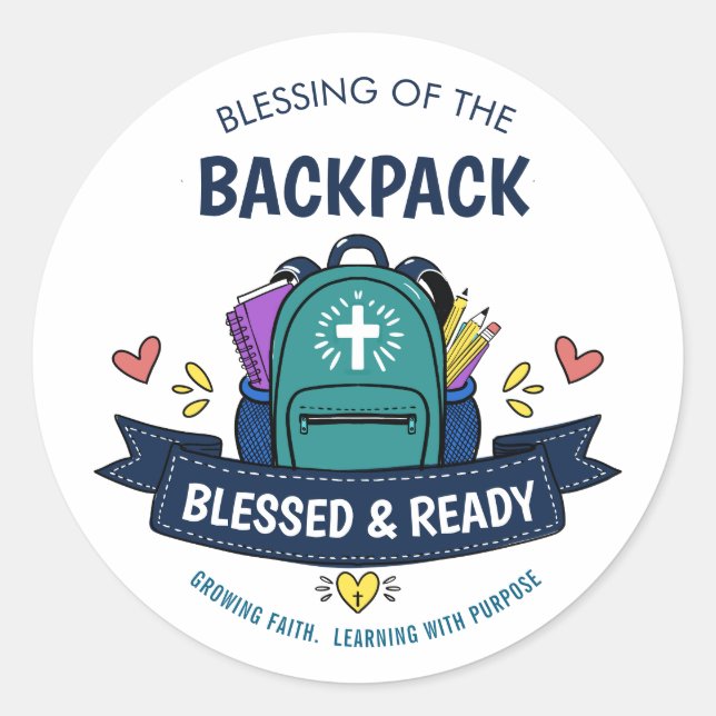 Blessed & Ready Backpack Blessing Sticker for Stud (Front)