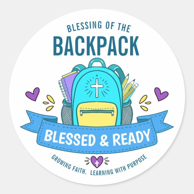 Blessed & Ready Backpack Blessing Sticker for Stud (Front)