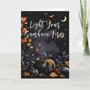 Blessed Samhain Night Halloween Pumpkins Fall Card