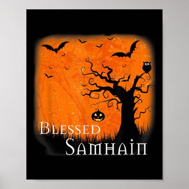 Blessed Samhain Wiccan Celtic Pagan Halloween Witc Poster (Front)