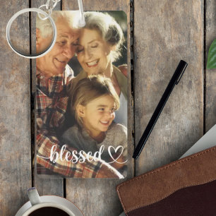 Blessed Script Custom Photo Key Ring
