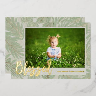BLESSED Script Photo Gold