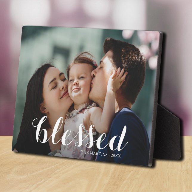 BLESSED Script Tabletop Easel Photo Plaque (Creator Uploaded)