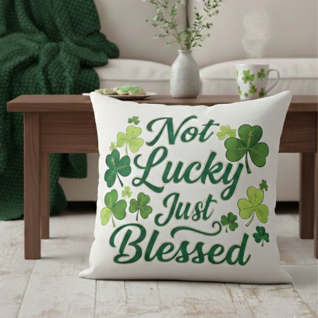 Blessed Shamrock Not Lucky Green Plaid Cushion (Creator Uploaded)