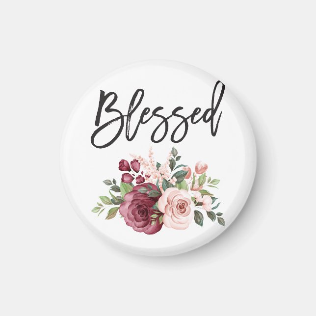 Blessed - Simple Saying Floral Magnet (Front)