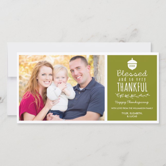 Blessed & So Very Thankful Thanksgiving Photo Card (Front)