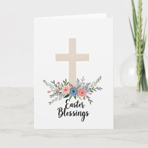 Blessed Spring Floral Cross Card