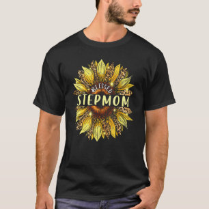 Blessed Stepmom  Women Sunflower Leopard Decor Ste T-Shirt