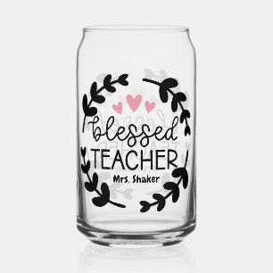Blessed Teacher Custom Name Teacher Appreciation Can Glass