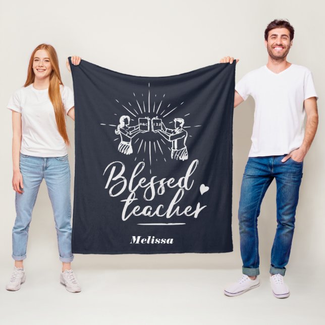 Blessed Teacher Kindergarten Principal Fleece Blanket (In Situ)