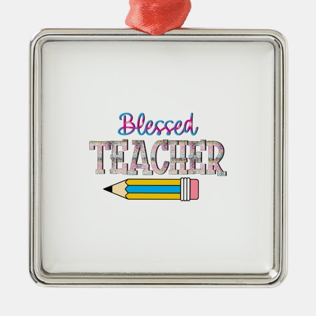Blessed Teacher Metal Tree Decoration (Front)