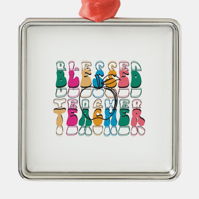 Blessed Teacher Metal Tree Decoration (Front)