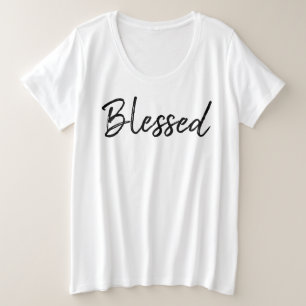 "Blessed" text T-Shirt Plus Size T-Shirt