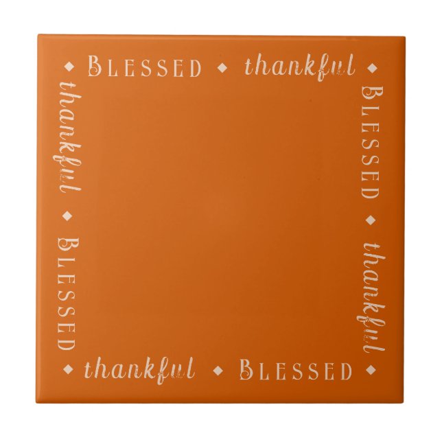 "Blessed" & "thankful" Custom Typography on Bamboo Tile (Front)