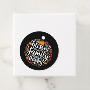 Blessed Thankful Family Thanksgiving Dinner Favour Tags