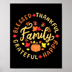 Blessed thankful family thanksgiving  poster