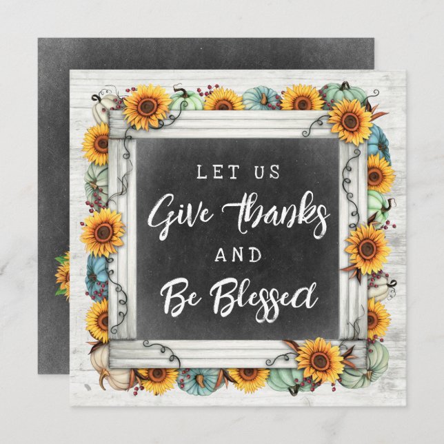 Blessed Thanksgiving Fall Sunflowers Family Dinner Invitation (Front/Back)