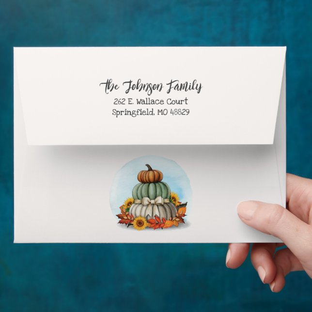 Blessed Thanksgiving Fall Sunflowers & Pumpkins Envelope (Hand)