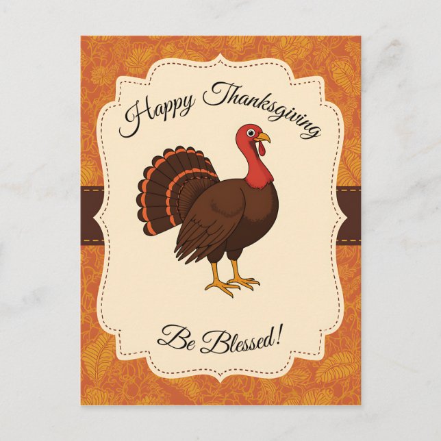 Blessed Thanksgiving Turkey Postcard (Front)
