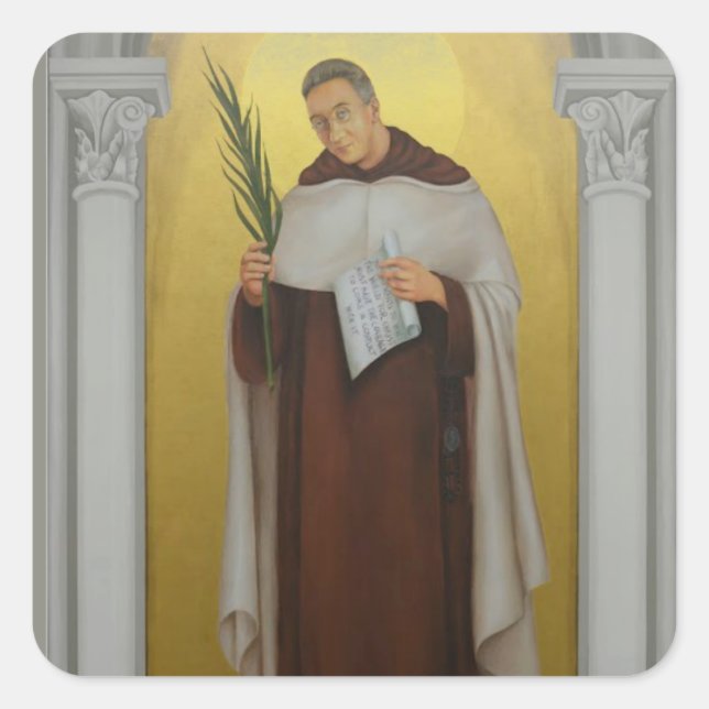 Blessed Titus Brandsma Carmelite Priest Holy Card Square Sticker (Front)