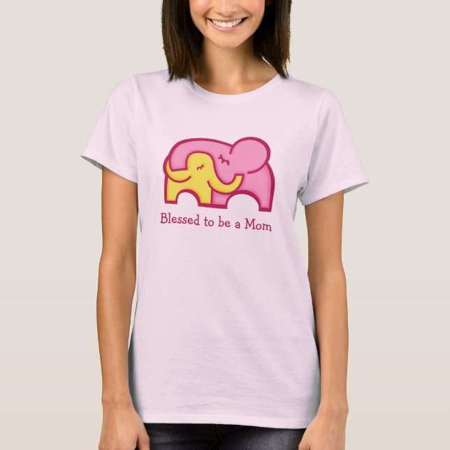 Blessed to be a mum elephant & calf hug t-shirt (Front)