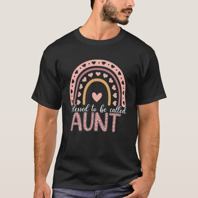 Blessed To Be Called Aunt Leopard Rainbow Cute Mum T-Shirt (Front)