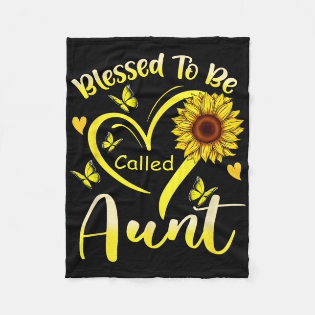 Blessed To Be Called Aunt Sunflower Cute Floral Mo Fleece Blanket (Front)