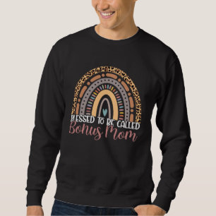 Blessed To Be Called Bonus Mom Rainbow Leopard Mot Sweatshirt