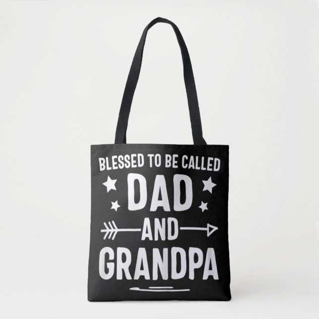 Blessed To Be Called Dad And Grandpa Colourful Xma Tote Bag (Front)