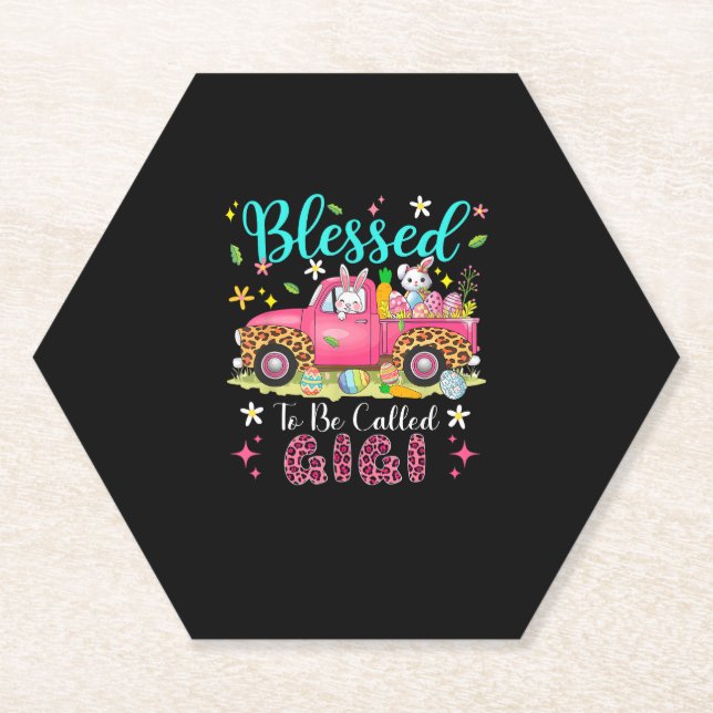 Blessed To Be Called Gigi Easter Bunnies Chocolate Paper Coaster (Front)