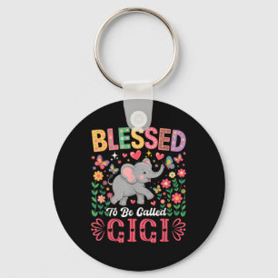 Blessed To Be Called Gigi Mothers Day Elephant Flo Key Ring