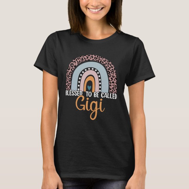 Blessed To Be Called Gigi Rainbow Leopard Mum Gran T-Shirt (Front)