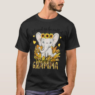 Blessed To Be Called Gramma Sunflower Elephant Mot T-Shirt